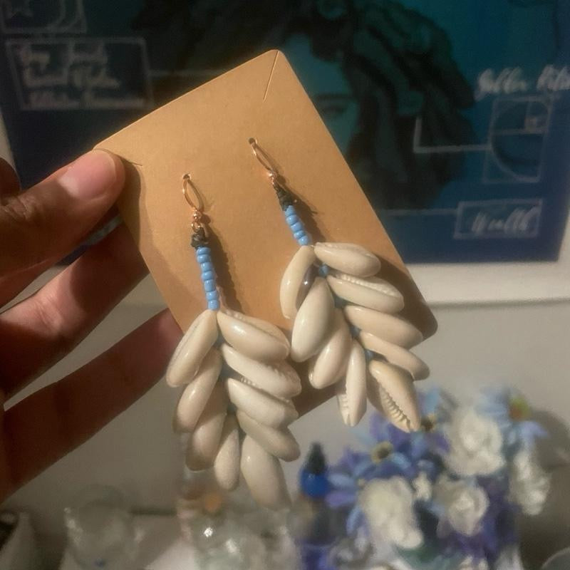 Solid Copper + Cowrie Earrings