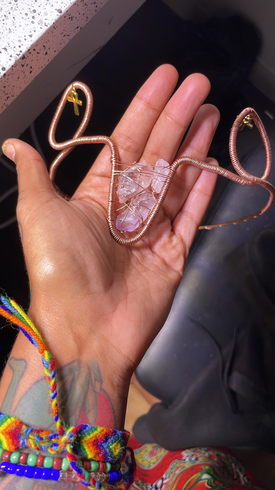Handmade Solid Copper and Authentic Raw Crystal Custom Healing Meditation Crown 👑(STONES IN THE MIDDLE MAY VARY FROM THE PHOTO)