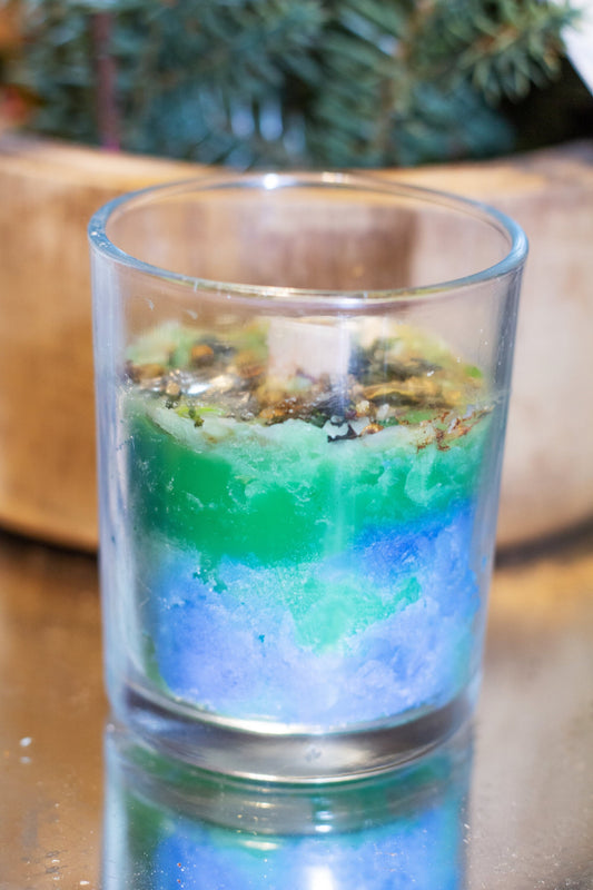 Olokun Prosperity Abundance Marbled Beeswax Bamboo Votive Candle